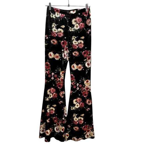 Let Them Eat Cake Floral Flare Pants Women’s Small Black Made in USA - Picture 1 of 10